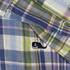 Vineyard Vines Men's M Slim Fit Long Sleeve Whale Shirt Plaid Blue Purple Green