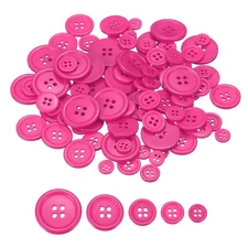 100 Pcs Resin Round Buttons, 4 Holes Sewing Snaps, Rose Red (Assorted Size)
