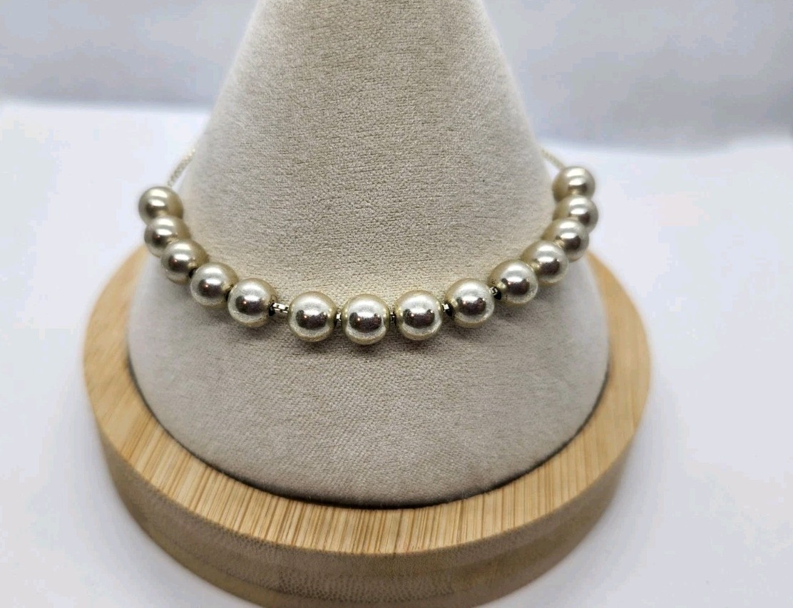 Adjustable Sterling Breaded Bracelet Silver Beads… - image 1