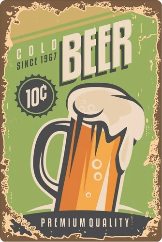 Retro Vintage Classic Man Cave Garage Old Sign Beer Self Adhesive Vinyl Sticker