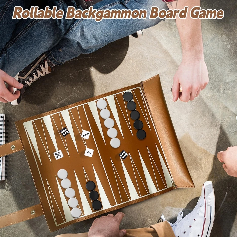 Backgammon Voyage Portable Pliable 35,5 x 25,2 cm FICOFISE - Photo 3/4