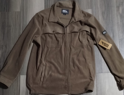 Eddie Bauer Shirt Jacket Brown Men's L Solid Polyester Full Zip Collared