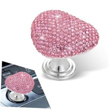 Bling Car One-Bouch Start Button, Heart-Shaped Push-to-Start 1 PC Pink 02