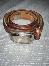 Vintage Brighton 1996 Brown Leather Belt with Silver Buckle L721707