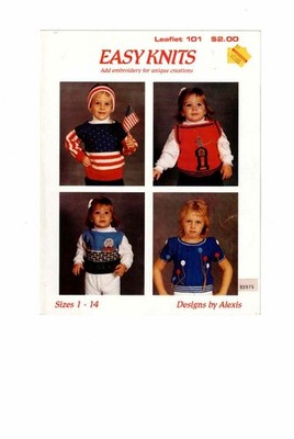 Knitting Pattern Easy Knits Leaflet 4 Kids Sweater Patterns Balloon Mouse +