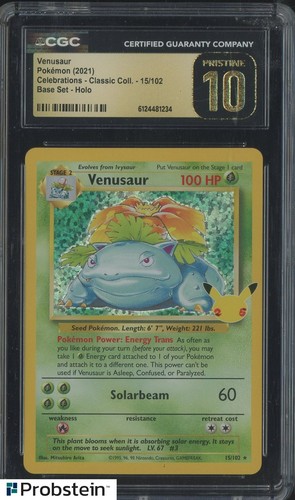 2021 Pokemon Celebrations Classic Base  #15 Venusaur Holo CGC 10 PRISTINE