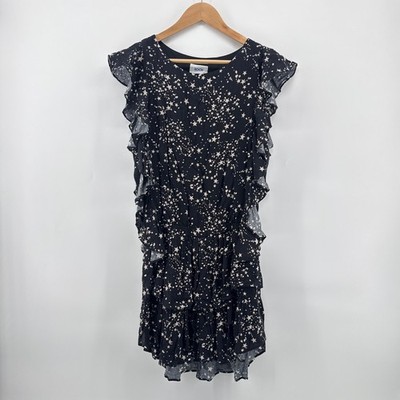 KOCH Madison Dress Black White Stars Ruffle Tiered Made USA Women's Medium $320