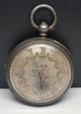 FAPW459 Silver Fusee Pocket Watch, Est. 1880's British Hallmarks, Needs Work.