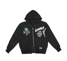 Unisex round21 Black New York Liberty Script Pullover Hoodie Size L