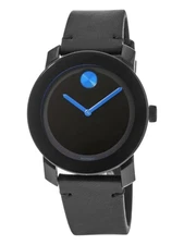 Movado 3600307 Men's Bold TR90 Watch with Sunray Dot and Leather Strap MSRP $495