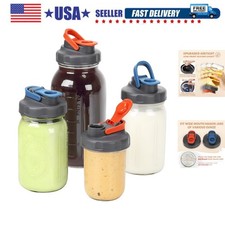 4 Pack Mason Jar Lids, Wide Mouth Pour Spout Flip Cap Lids for Ball Brand Mas...
