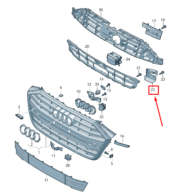 NOUVEAU GUIDE D'AIR DE SUPPORT DE RADIATEUR GAUCHE AUDI A8 4N 4N0807157 ORIGINAL
