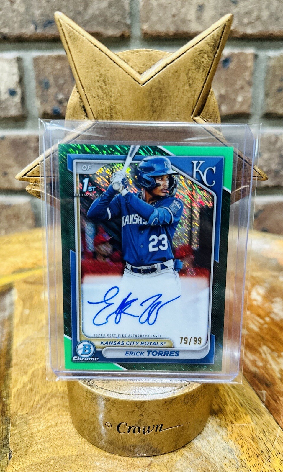 2024 Bowman Chrome Baseball Erick Torres Green Shimmer Refractor 1st Auto /99