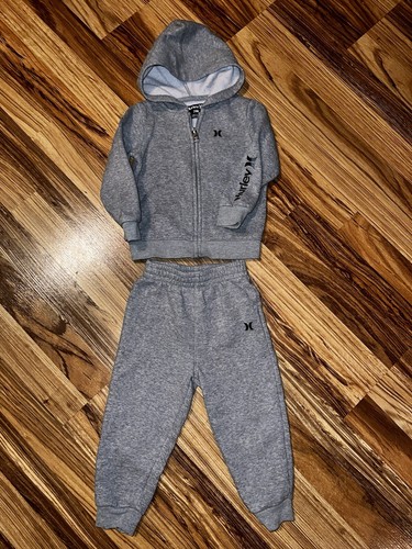 Hurley Boys Hooded Full Zip Sweatshirt & Jogger Pants Set Outfit 24M 24 Months