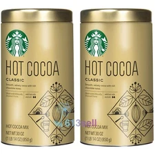 2 Tins Starbucks Classic Hot Cocoa Mix Powder 30 oz Each Tin, Total 60 oz