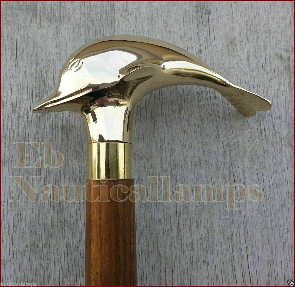 Solid Brass Nautical Dolphin Head Handle Vintage … - image 1