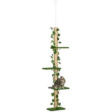 AllMyPets Albero Tiragraffi per Gatti a Soffitto Alto 202-242 cm Verde U5130GN