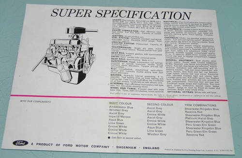 1962-1963 FORD ANGLIA SUPER Original Market Sales Brochure Folder Printed In UK - Picture 4 of 4