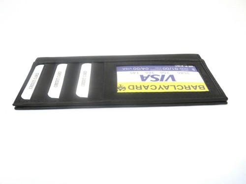 Checkbook Cover ID Credit Card Holder Organizer Black Genuine Leather Men Women. - 第 2/7 張圖片