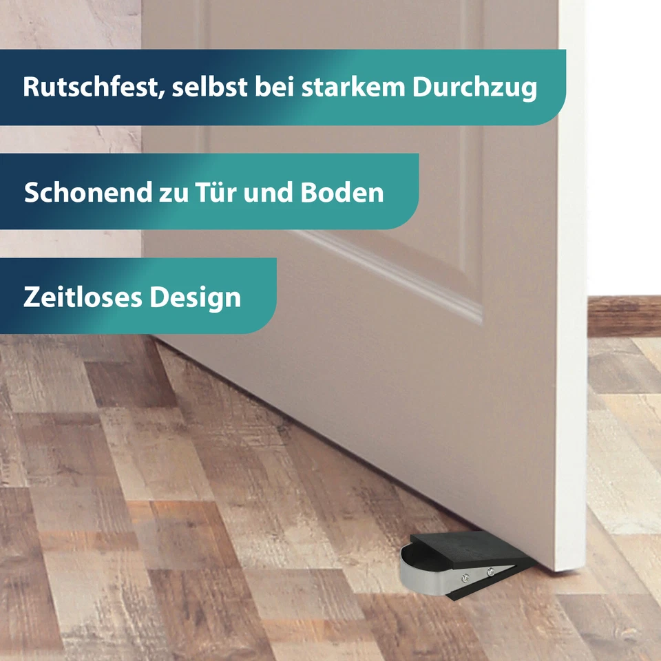 Westcott Türstopper Keilform Schwarz, Gummi Keil rutschfest,12 x 5 x 3 cm - Bild 3 von 4