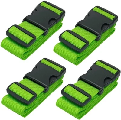 4 Pack Travel Luggage Suitcase Strap Adjustable Durable Belt with Name Card Tag