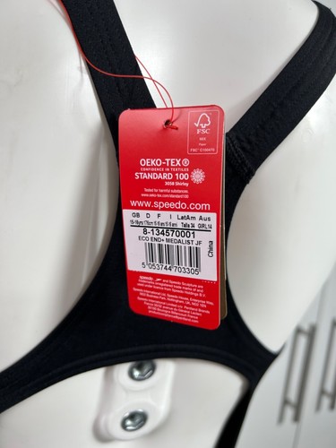 Speedo Girls' Eco Endurance+ Medalist Swimsuit Black 15-16 Years - Picture 3 of 3