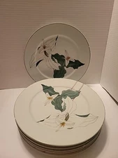 Block Spal Trillium Dinner Plates 1981 Watercolors Mary Lou Goertzen Set of 6
