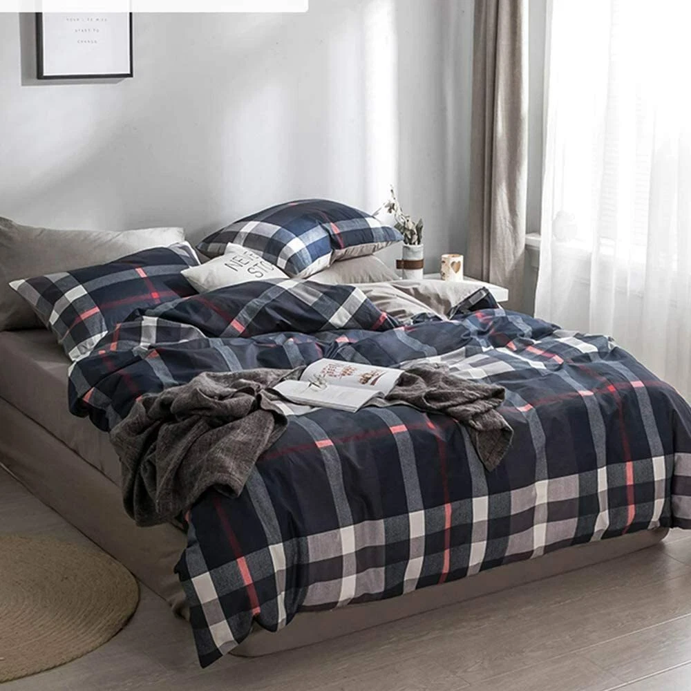 Navy blue cheap plaid comforter