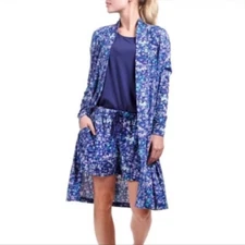 N by Natori PJ Set 3-Piece Size XXL Purple Floral Print Pajamas Robe Shorts Top