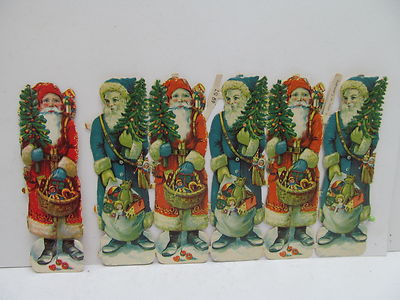 eso-16450 Alte 6 St. Oblaten Weihnachtsmann mit Gebrauchsspuren