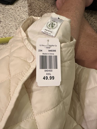 Ivory Diamond Puffer Coat Size XXL - Picture 5 of 8