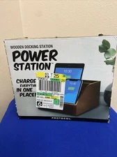 High-quality wooden Clutter-free power/docking station for phones, tablets, New