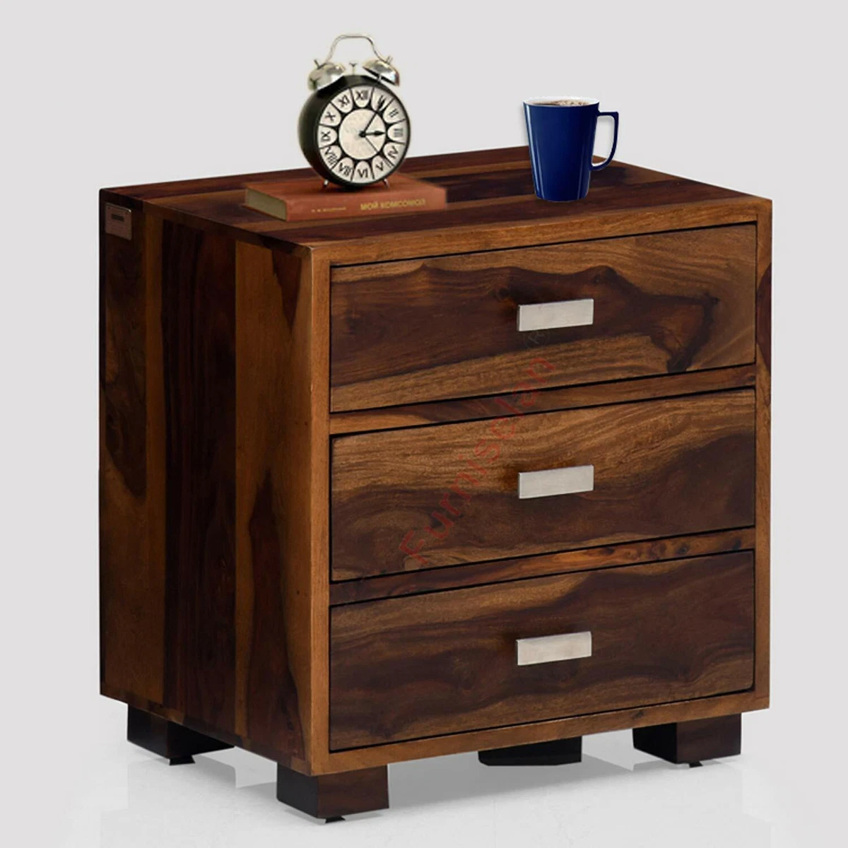 Sheesham Wood Bed Side Accent End Table with Drawers Living Bed