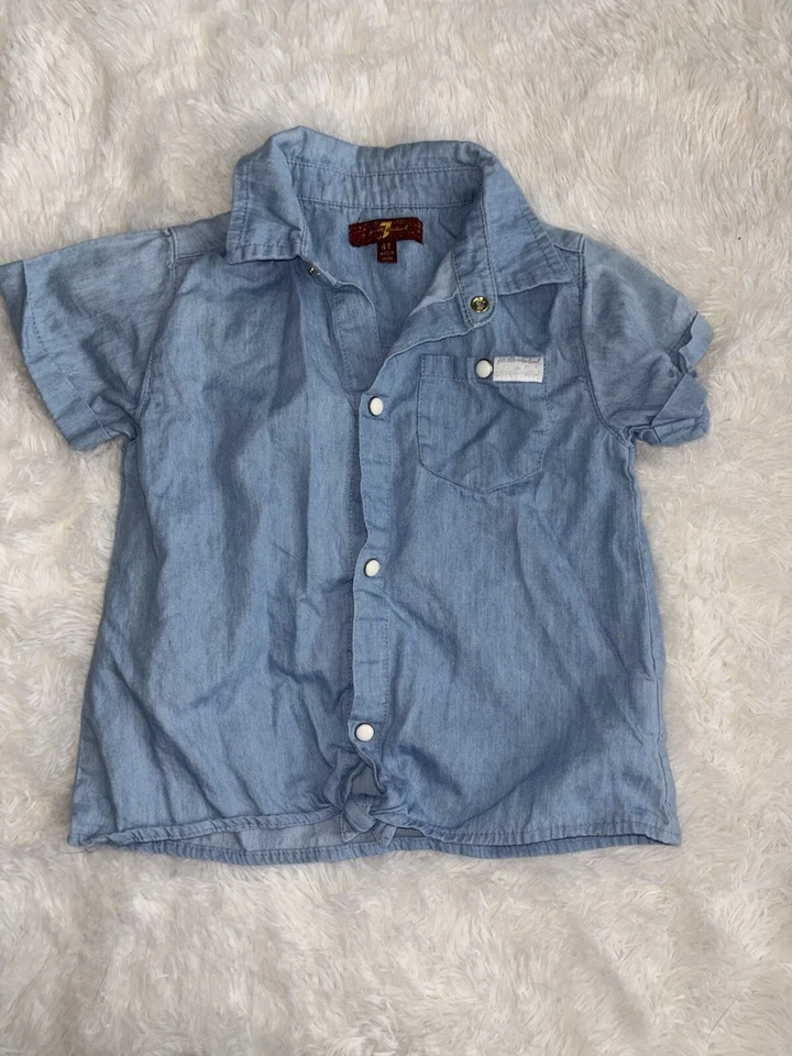 Seven for all Mankind niñas talla Top cuello a presión cambray claro 4T. Lindo Foto 2 de 4