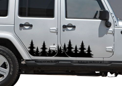 Forest tree side decal graphics w/ Your Custom Text - door sticker Fits Jeep - Picture 3 of 5