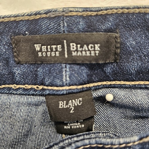 White House Black Market Blanc Jeans Womens Sz 2 Cuffed Crop Low Rise Blue WHBM - Imagen 3 de 10