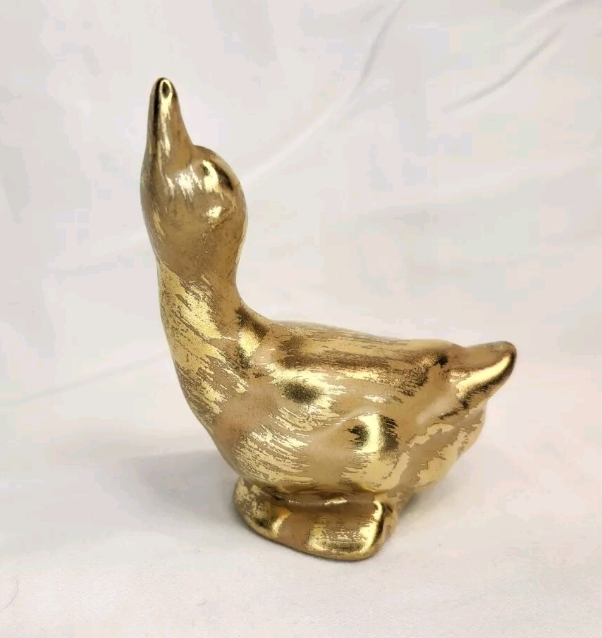STARLINGEAR style26：廃盤アートピース Vintage Stangl Painted 22k Gold Pottery Birds Duck Head Up 3.5