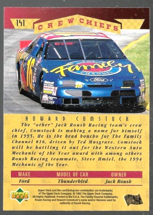 Howard Comstock signed 1995 UPPER DECK SP card #151 NASCAR auto | eBay
