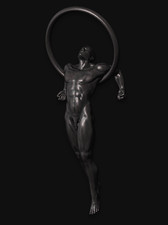 Male Nude Bronze Sculpture Pendant by Artist,Titled “A Man Dangles Back/3.0 in”