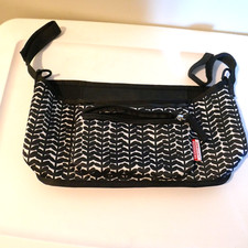 Skip Hop Skidaddle Stroller Organizer Black Striped Chevron Zip-Off Pouch