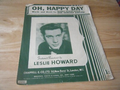 Vintage Noten, OH, Happy Day Featured & Broadcast von Leslie Howard, 1950er