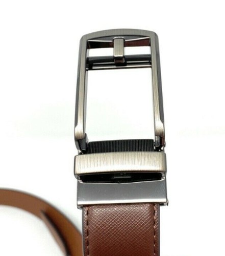 Cinturón de cuero adherido cinturones de vestir de trinquete para hombre con hebilla automática ajustable - Imagen 10 de 16