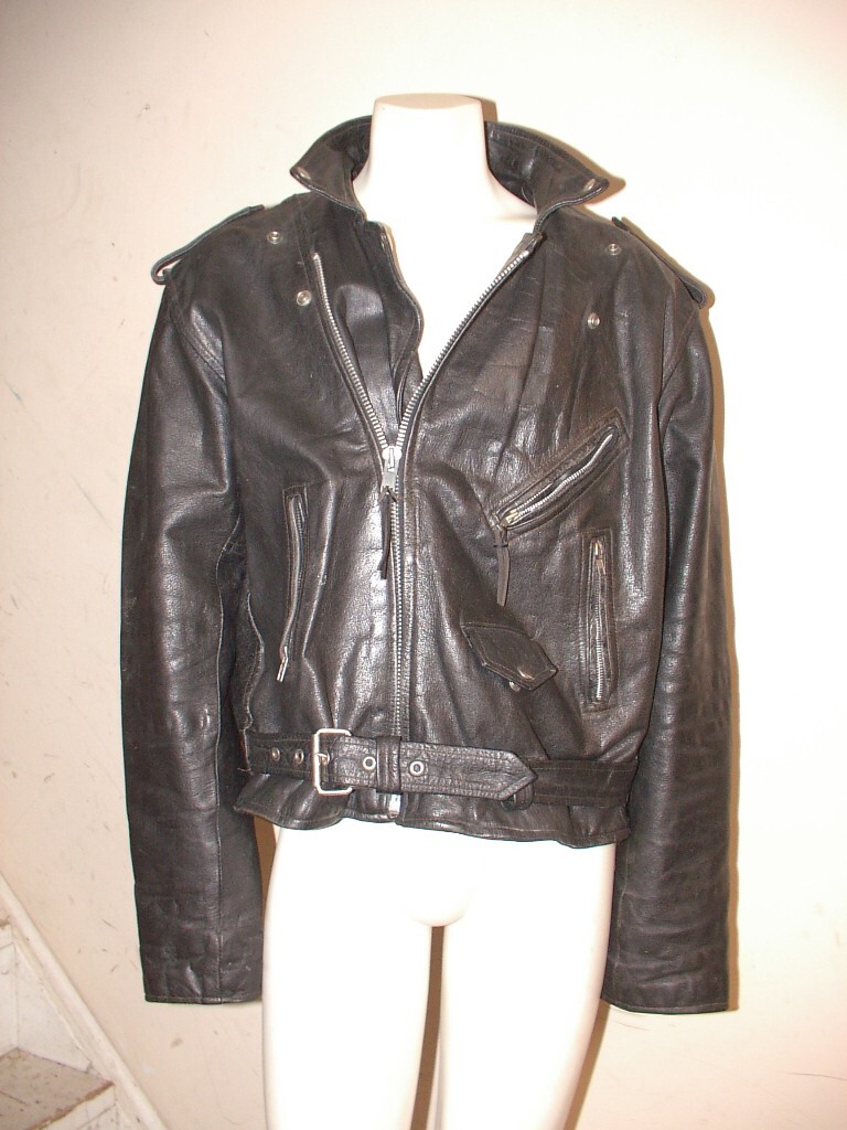 vintage leather motorcycle jacket Pro-Tech LG 44-46 retro