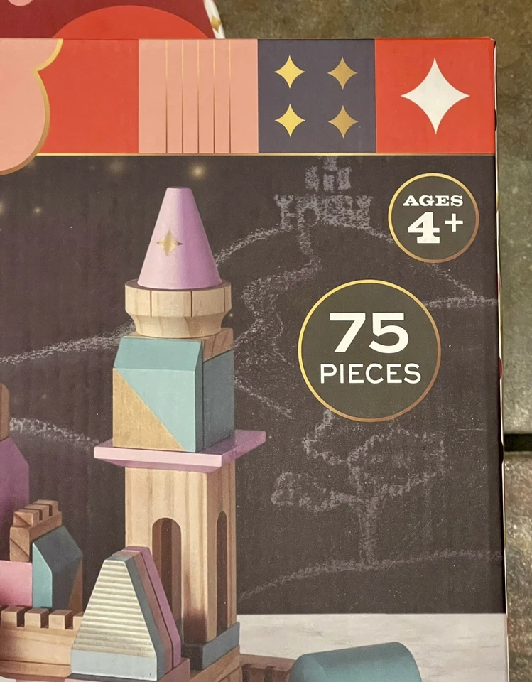 Bloques de construcción de madera FAO Schwarz Princess Castle colores pastel 75 piezas NUEVO Foto 3 de 4