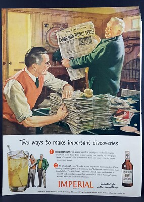 1945 Imperial Hiram Walker Whiskey Paper Drive Vintage Magazine Print Ad