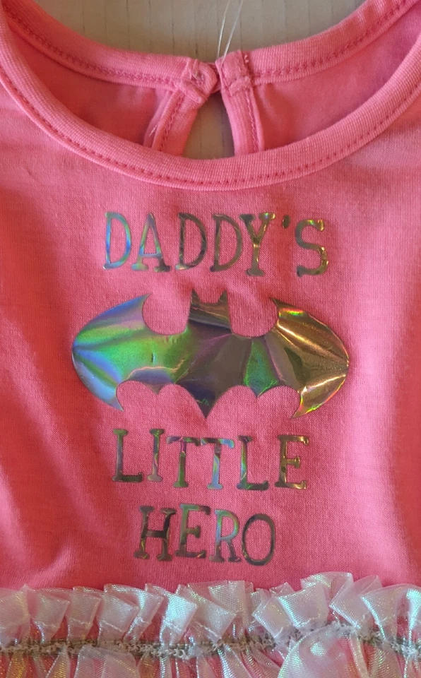 Nuevo con etiquetas Vestido Tutú Batgirl y Diadema Rosa Talla 0-3 Meses Vestido de Una Pieza Foto 3 de 4