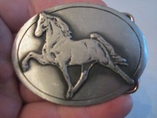 VINTAGE HORSE THEME BELT BUCKLE - FINE PEWTER - GW-13