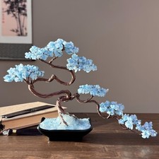 Aquamarine Crystal Gemstone tree Bonsai Tree Good Luck tree