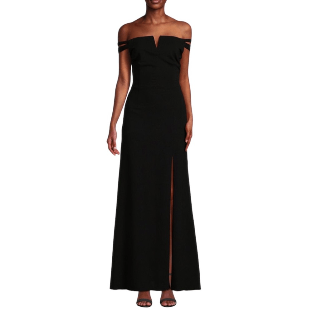The Fashion Poet Dress Womens XS Black Off the Shoulder Slit Gown | eBay The Fashion Poet Dress Womens XS Black Off the Shoulder Slit Gown | eBay