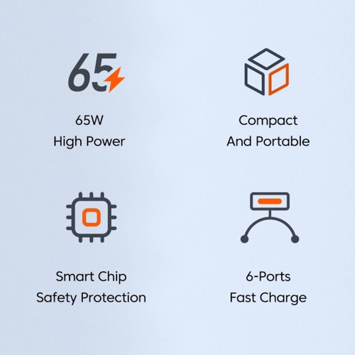 Chargeur Multiple 6 Pages PD USB Connecteur de Charge USB Hub Port Adaptateur Secteur Blanc - Photo 6/6